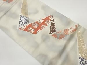 草花に角倉文・荒磯文様織出し名古屋帯